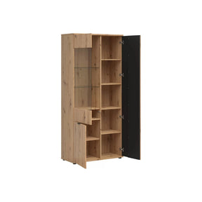Vitrina BERGEN OCN-28432, stejar artisan/negru mat