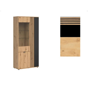 Vitrina BERGEN OCN-28432, stejar artisan/negru mat