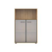 Vitrina BERGEN OCN-28439, stejar artisan/negru fumuriu