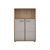Vitrina BERGEN OCN-28439, stejar artisan/negru fumuriu