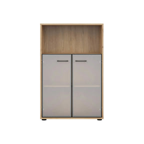 Vitrina BERGEN OCN-28439, stejar artisan/negru fumuriu