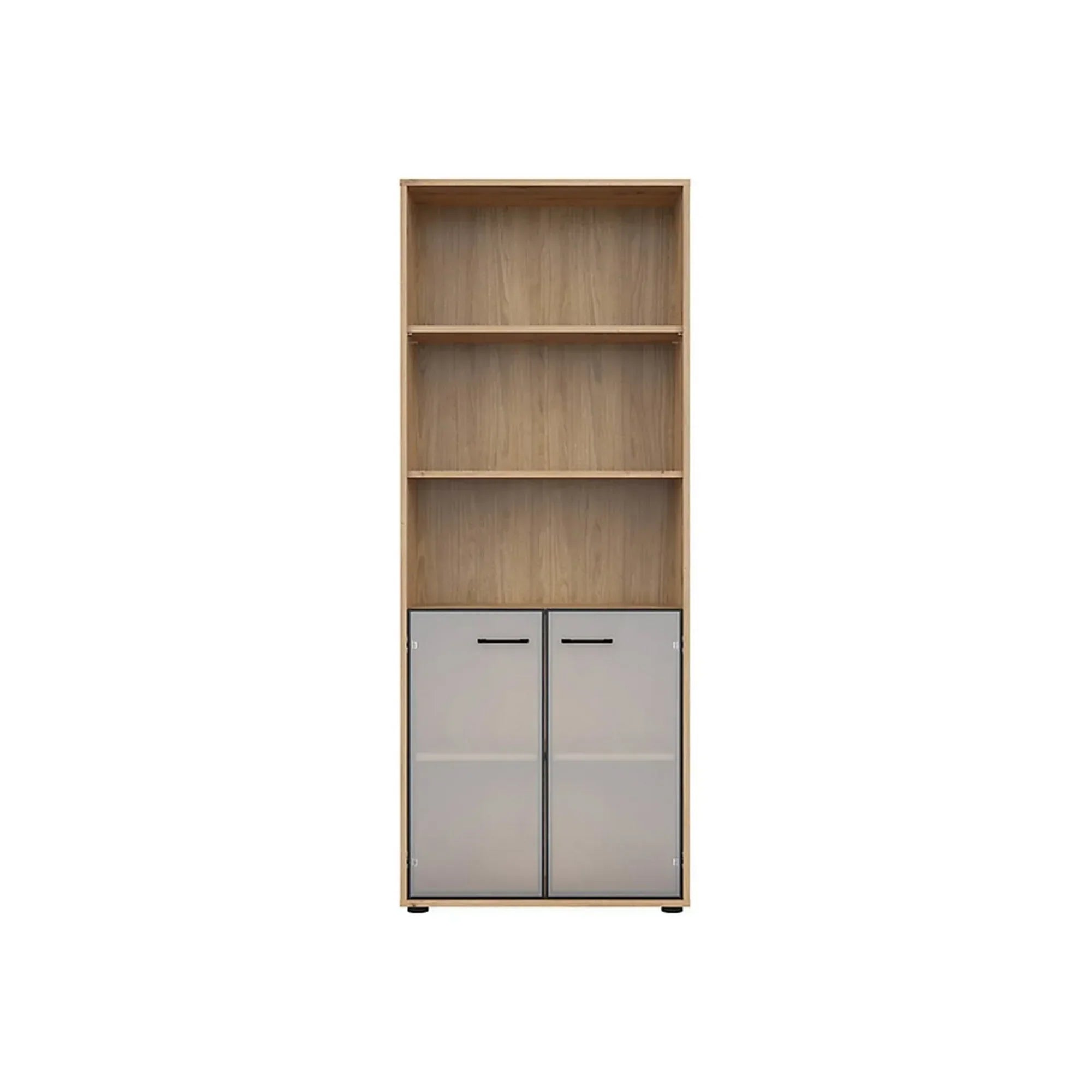 Vitrina BERGEN OCN-28447, stejar artisan/negru fumuriu