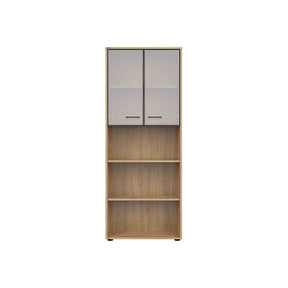 Vitrina BERGEN OCN-28447, stejar artisan/negru fumuriu