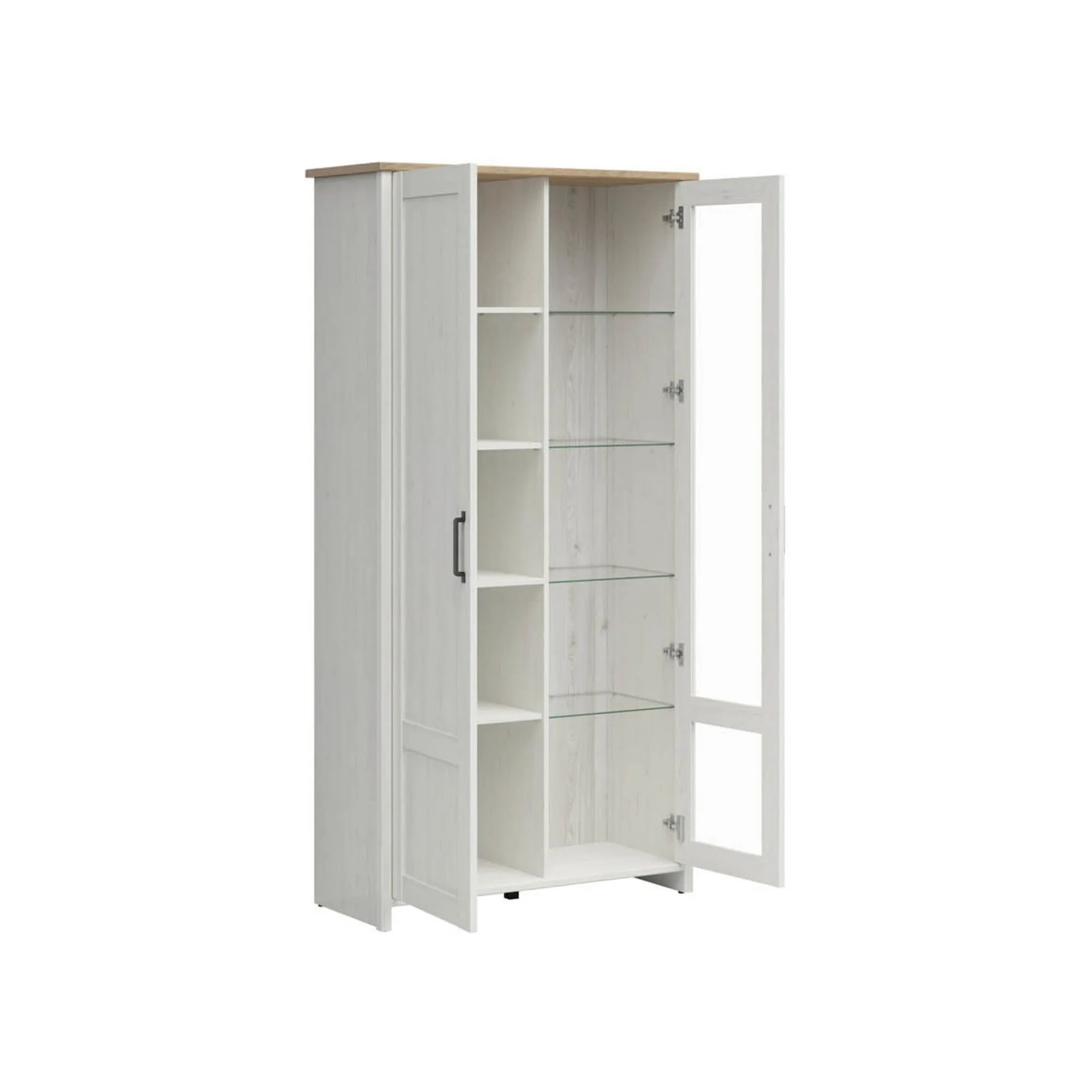 Vitrina BERGEN OCN-28451, pin alb/stejar grandson