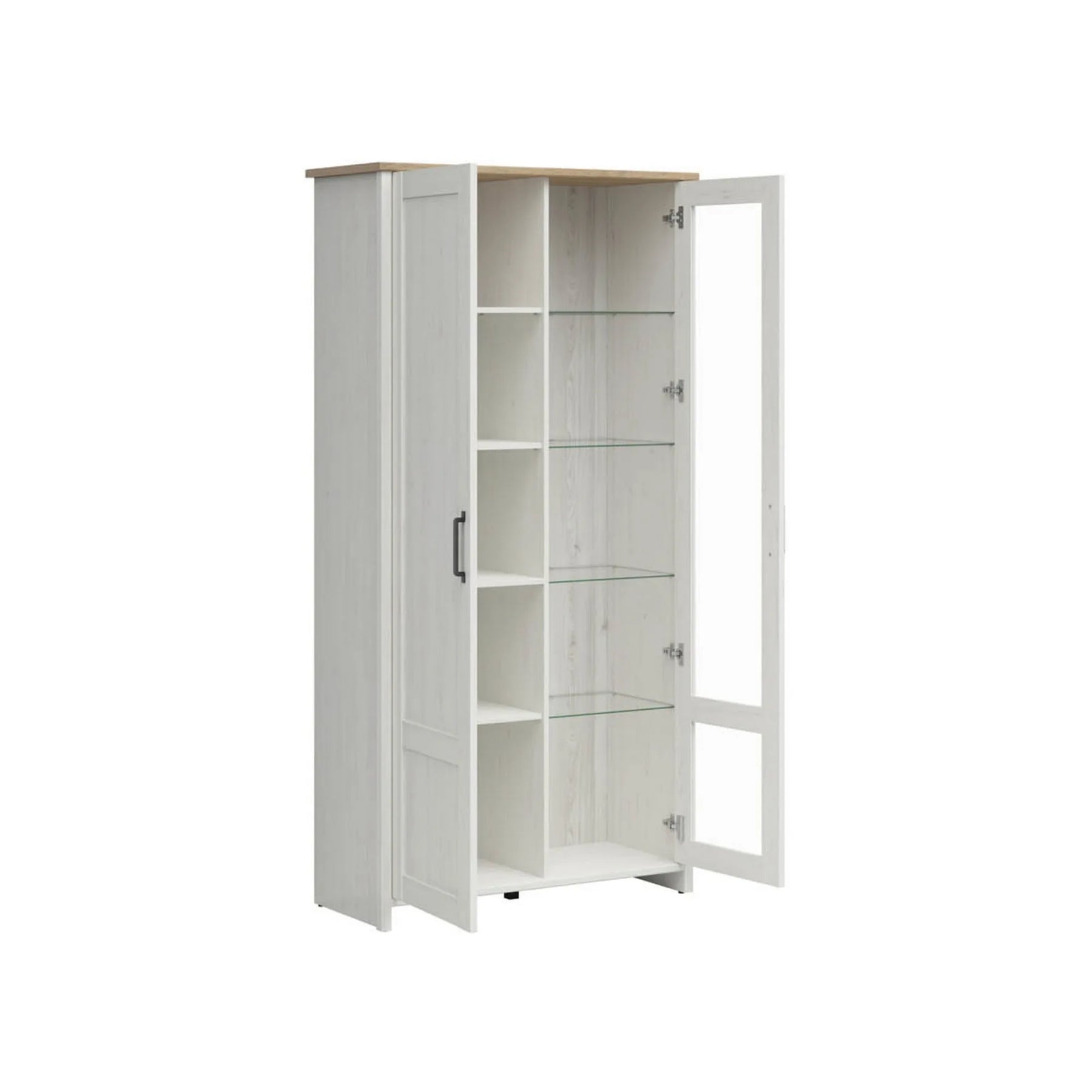 Vitrina BERGEN OCN-28451, pin alb/stejar grandson