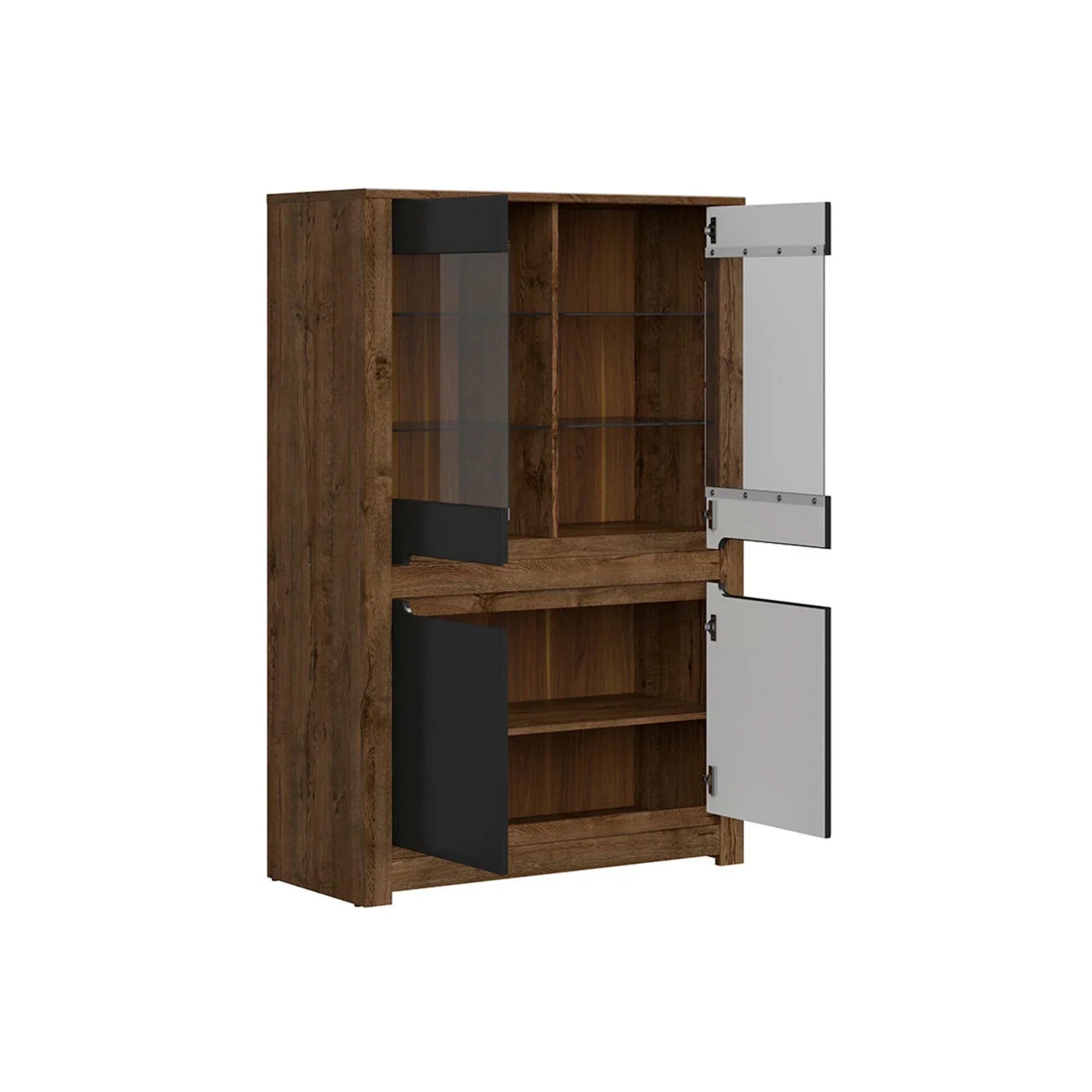 Vitrina BERGEN OCN-28454, stejar/negru