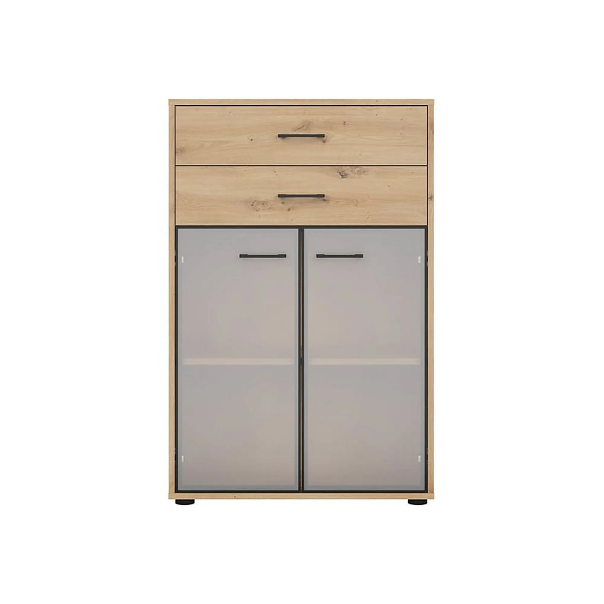 Vitrina BERGEN OCN-28455, stejar artisan/negru fumuriu