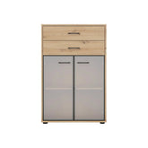 Vitrina BERGEN OCN-28455, stejar artisan/negru fumuriu