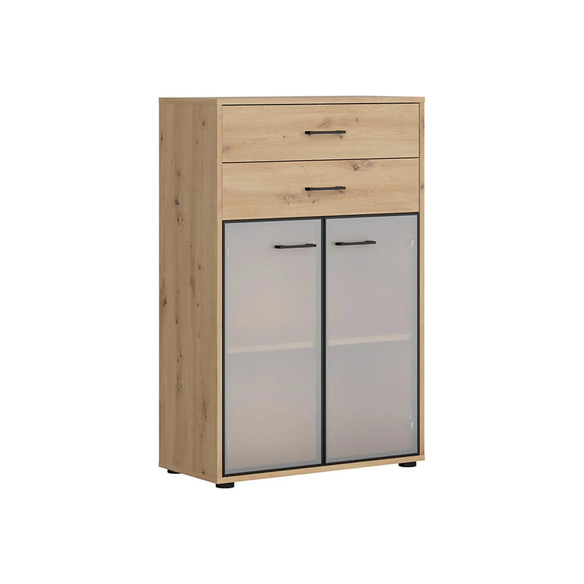 Vitrina BERGEN OCN-28455, stejar artisan/negru fumuriu