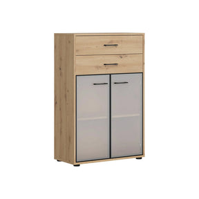 Vitrina BERGEN OCN-28455, stejar artisan/negru fumuriu