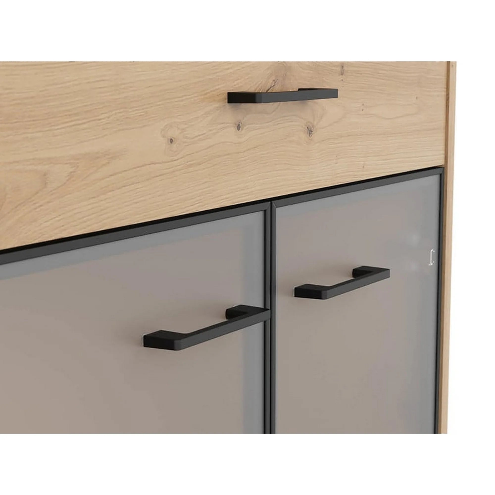 Vitrina BERGEN OCN-28455, stejar artisan/negru fumuriu