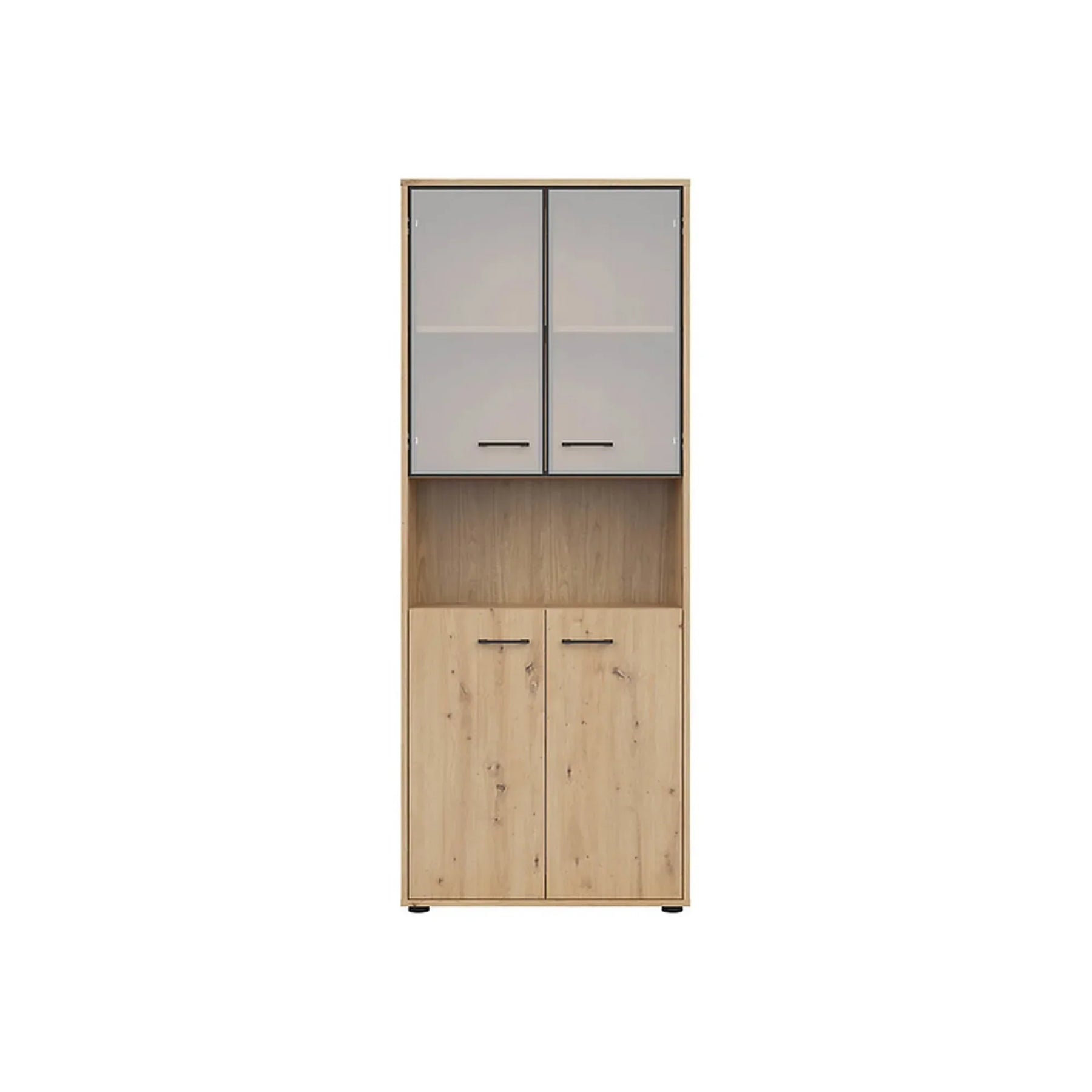 Vitrina BERGEN OCN-28457, stejar artisan/negru fumuriu