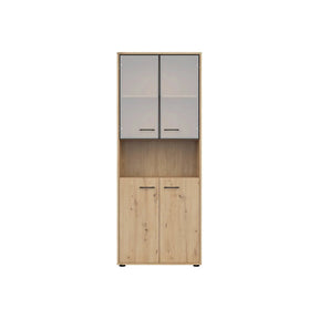 Vitrina BERGEN OCN-28457, stejar artisan/negru fumuriu