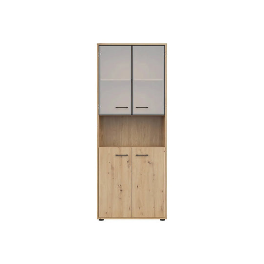 Vitrina BERGEN OCN-28457, stejar artisan/negru fumuriu