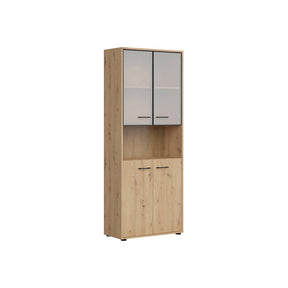 Vitrina BERGEN OCN-28457, stejar artisan/negru fumuriu