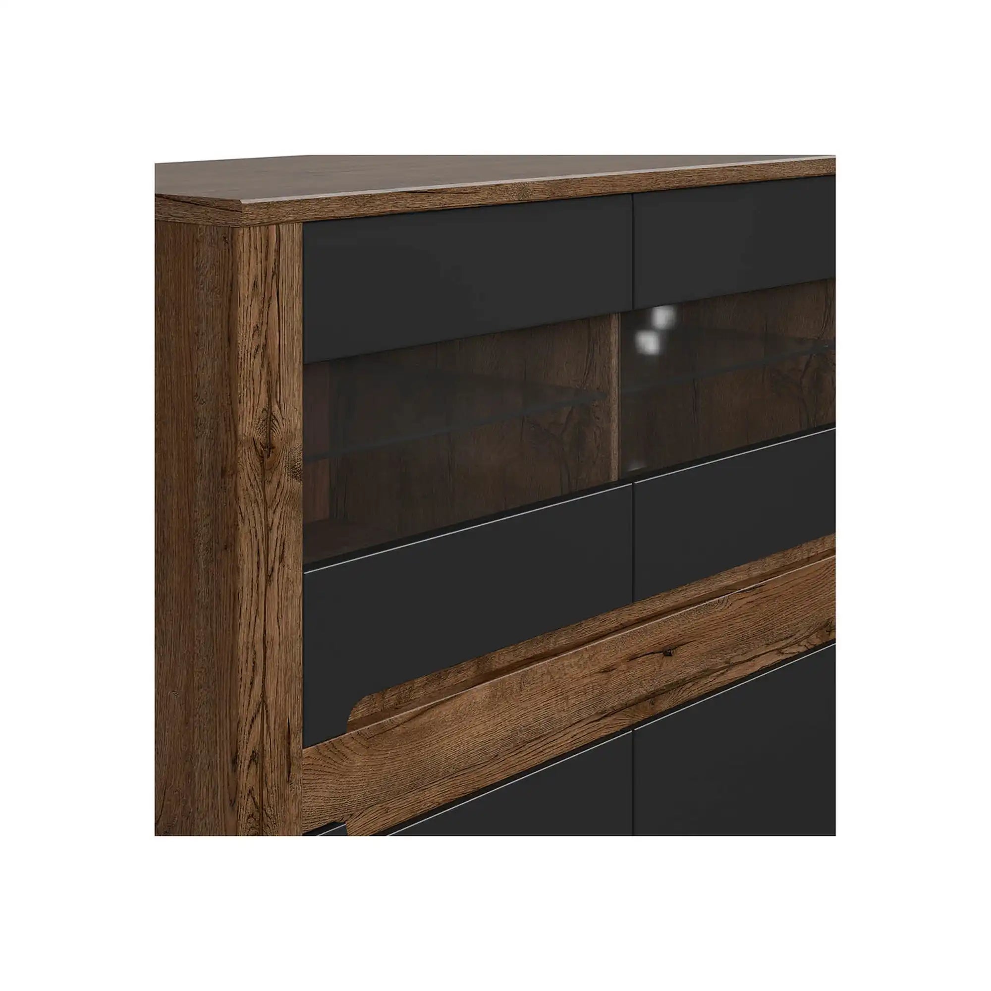 Vitrina BERGEN OCN-28458, stejar/negru mat