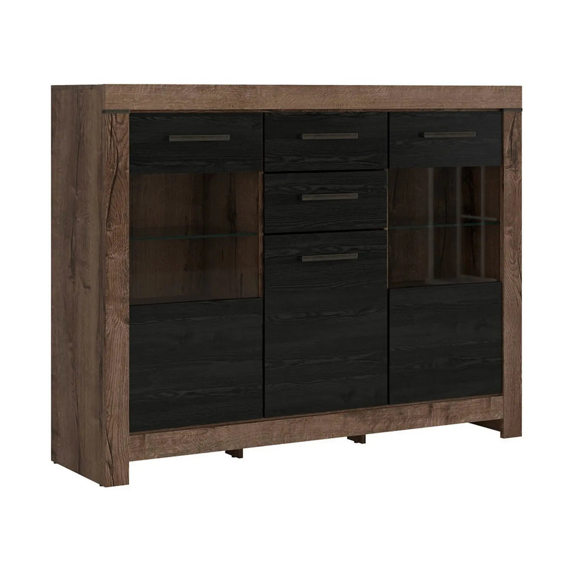 Vitrina BERGEN OCN-28460, stejar/negru