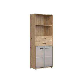 Vitrina BERGEN OCN-28461, stejar artisan/negru fumuriu