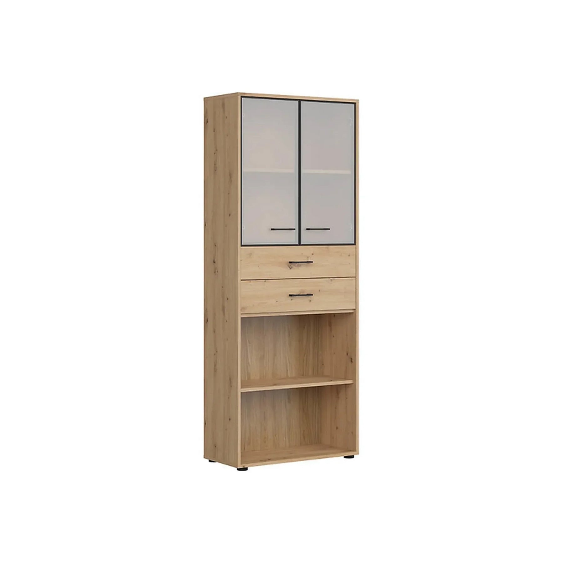 Vitrina BERGEN OCN-28461, stejar artisan/negru fumuriu