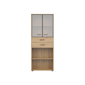 Vitrina BERGEN OCN-28461, stejar artisan/negru fumuriu