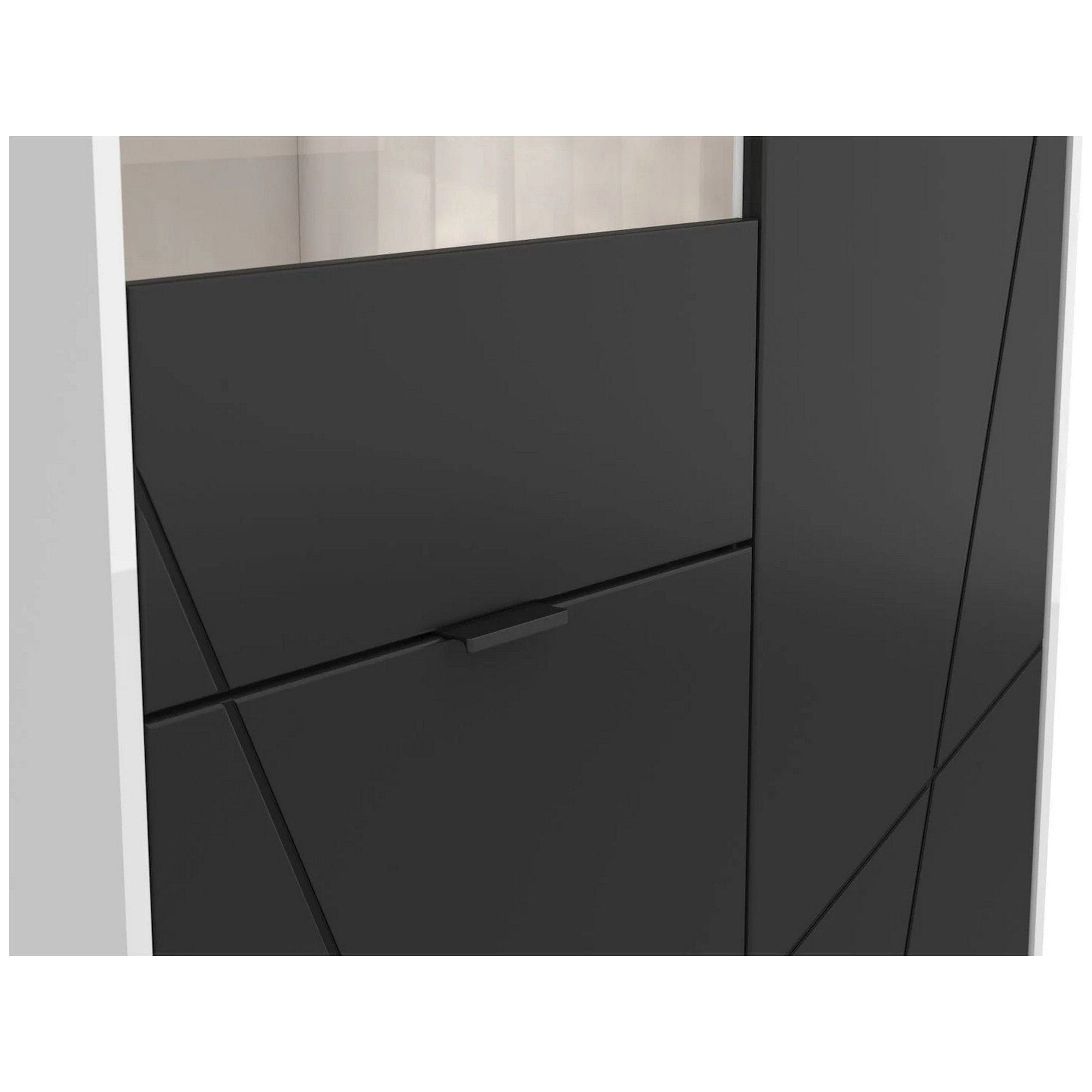 Vitrina BERGEN OCN-28462, alb lucios/negru mat