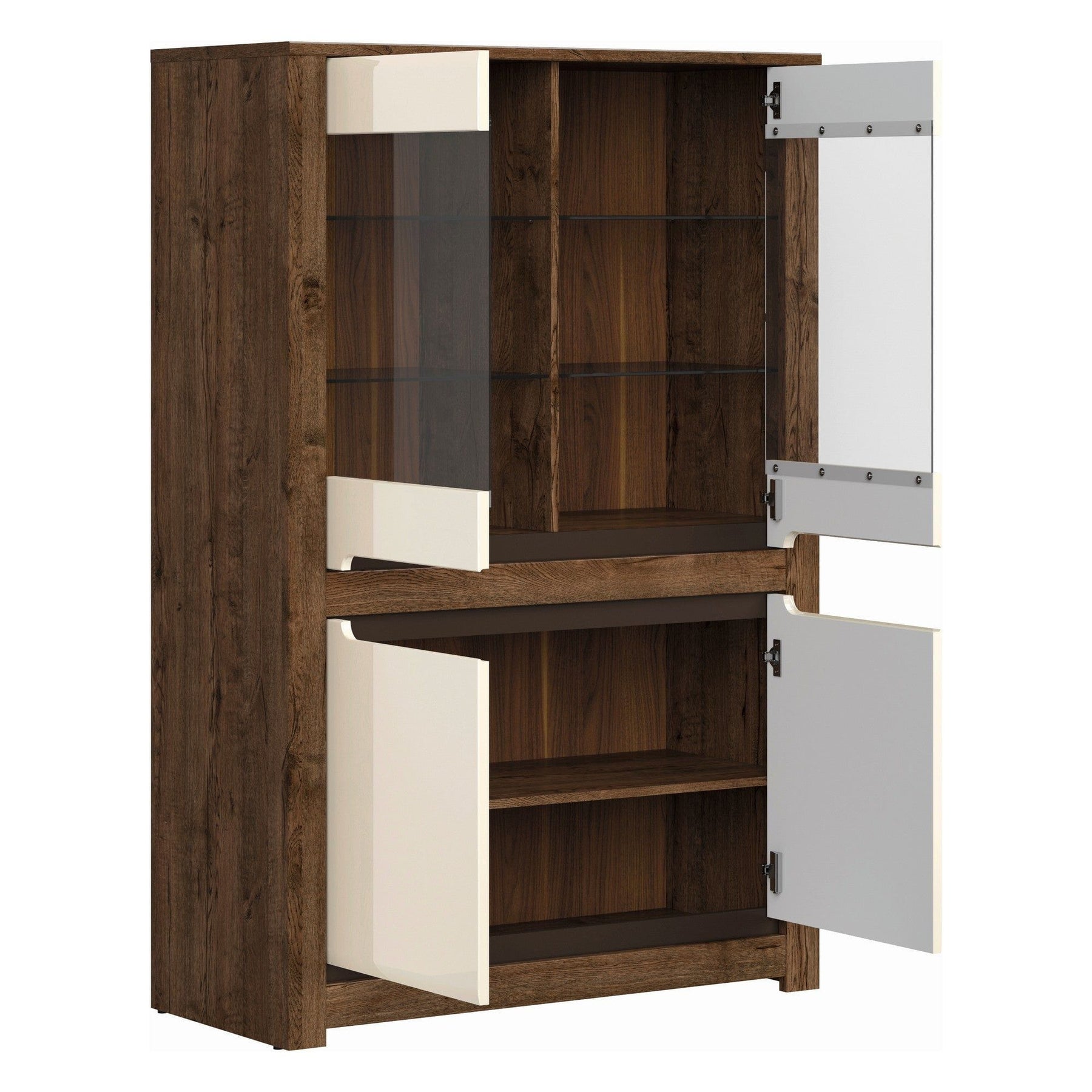 Vitrina BERGEN OCN-28465, bej/stejar inchis