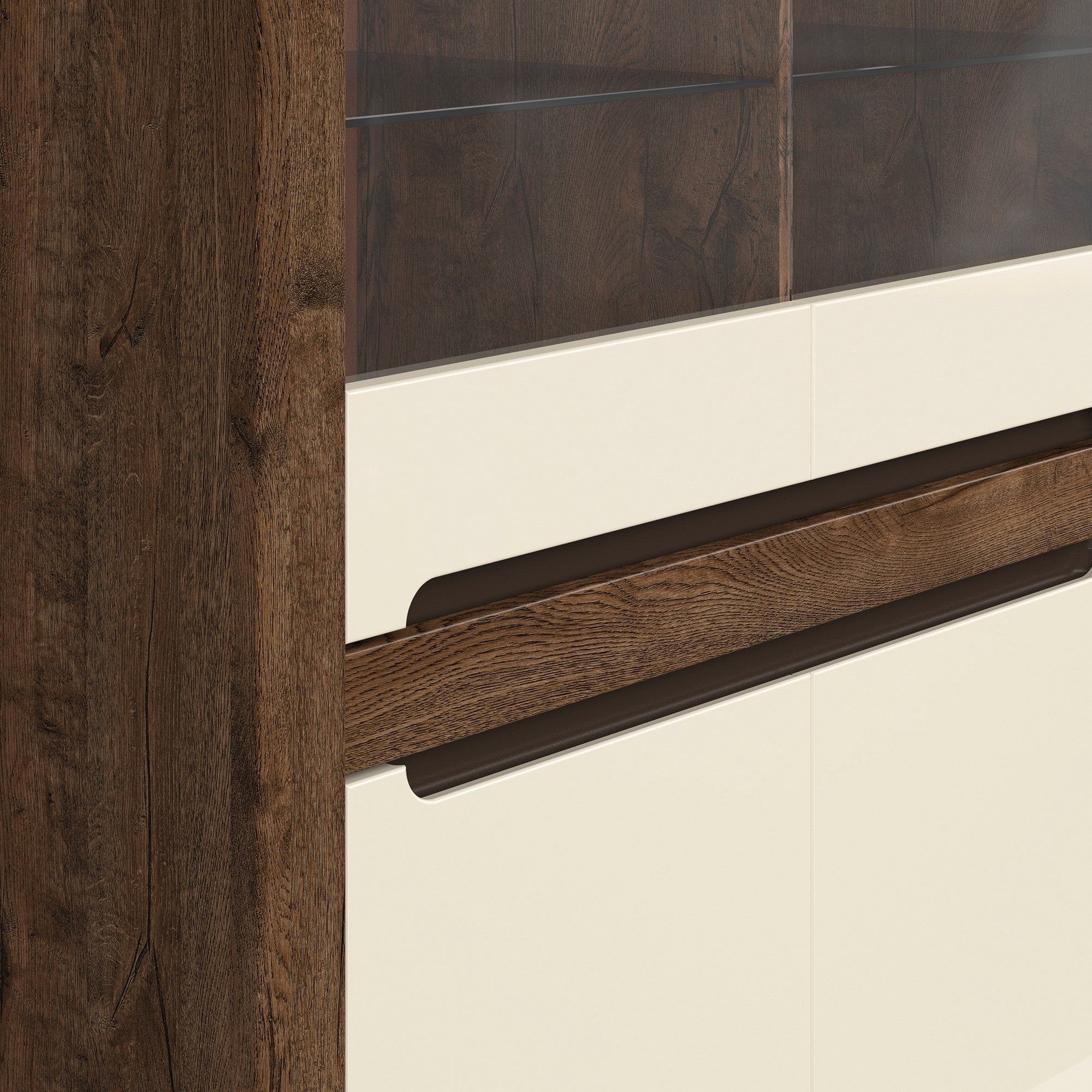 Vitrina BERGEN OCN-28465, bej/stejar inchis