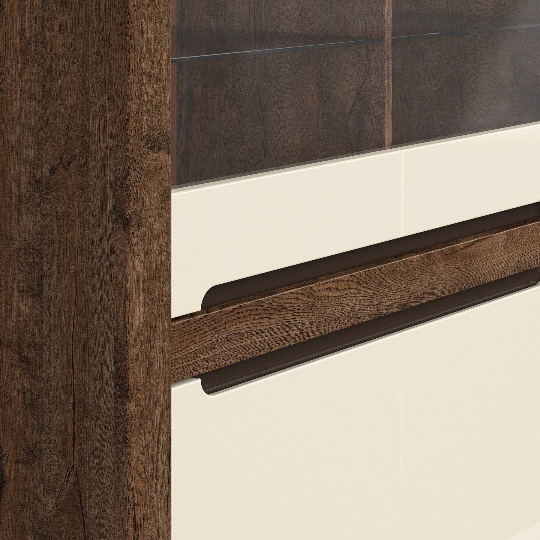 Vitrina BERGEN OCN-28465, bej/stejar inchis