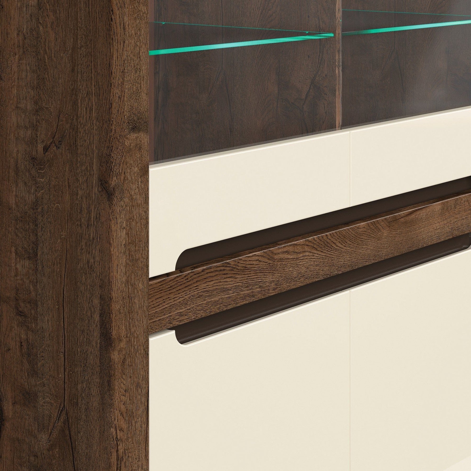 Vitrina BERGEN OCN-28465, bej/stejar inchis