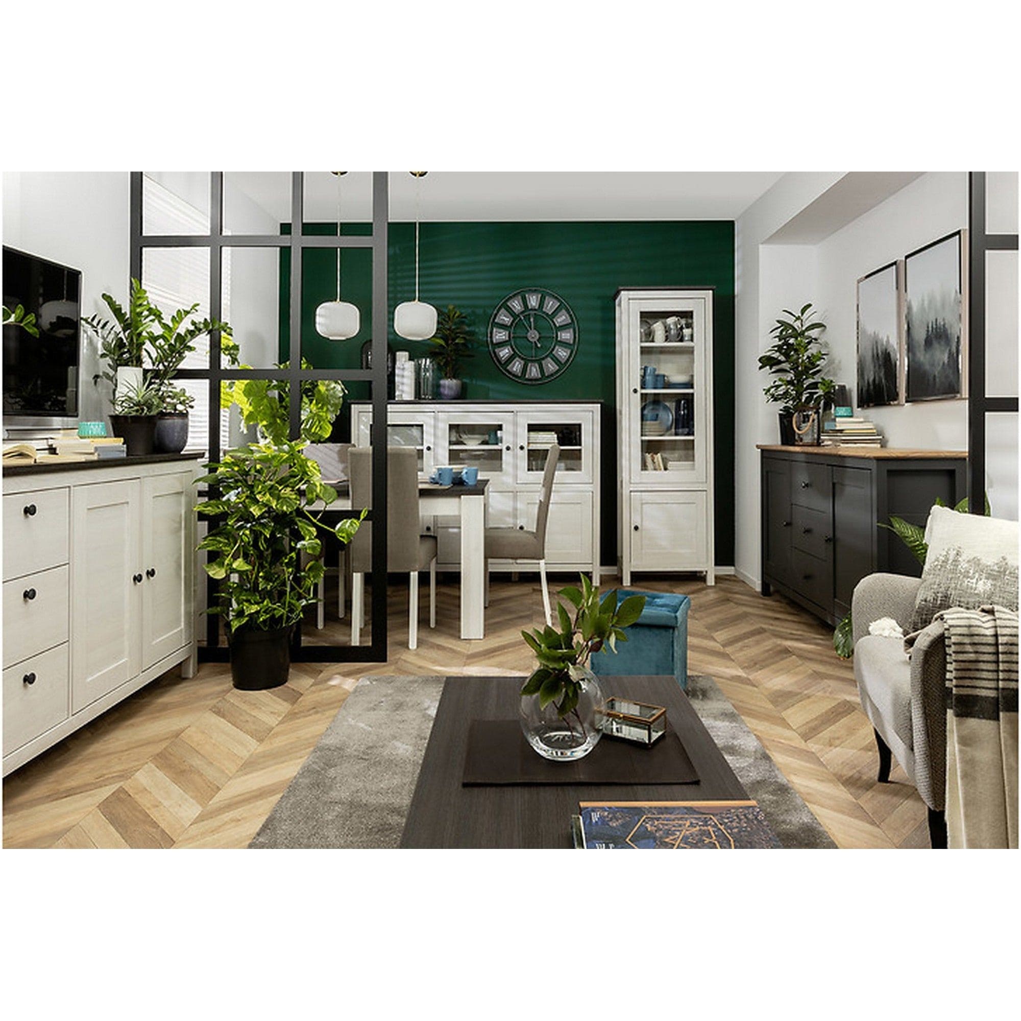 Vitrina BERGEN OCN-28467, alb/pin larico