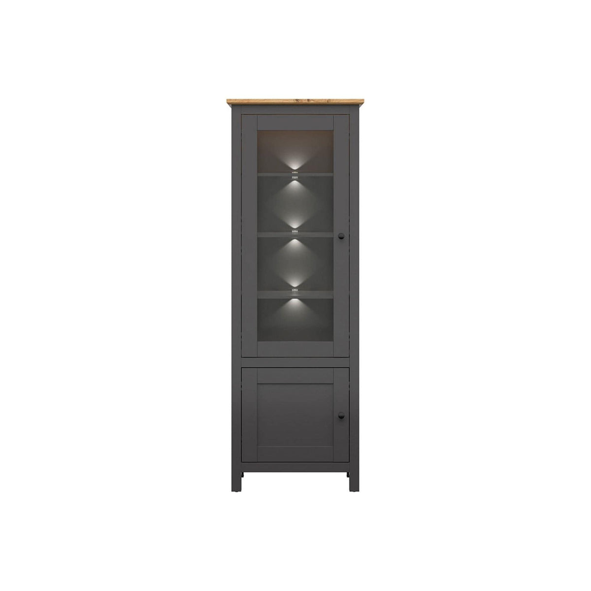 Vitrina BERGEN OCN-28469, gri grafit/stejar artisan