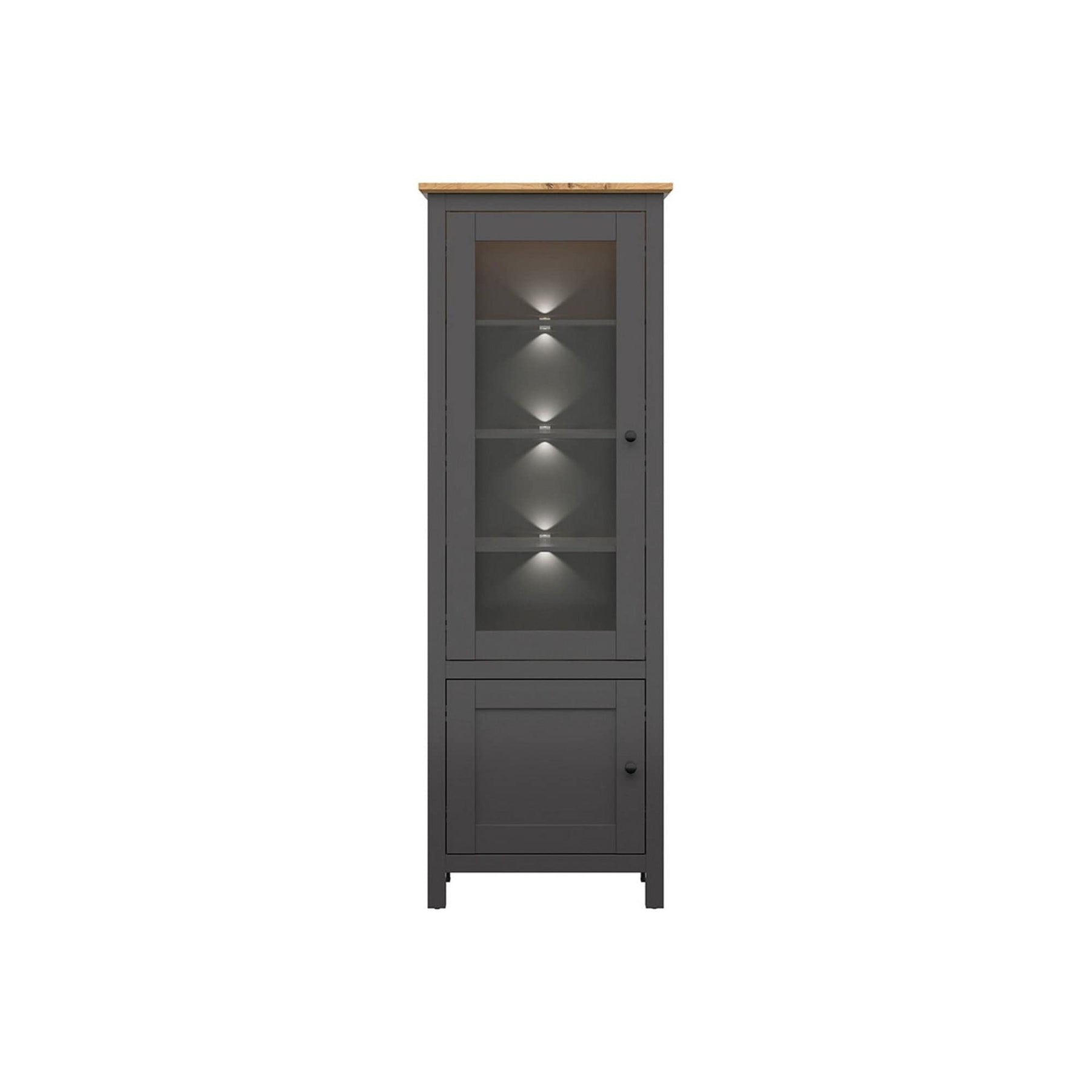 Vitrina BERGEN OCN-28469, gri grafit/stejar artisan