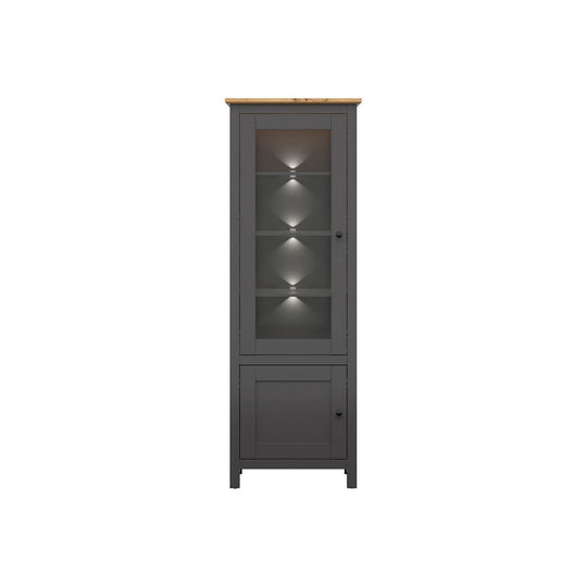 Vitrina BERGEN OCN-28469, gri grafit/stejar artisan