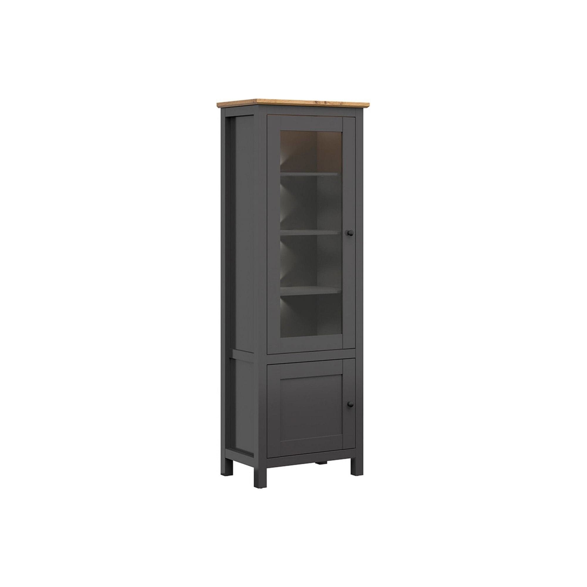 Vitrina BERGEN OCN-28469, gri grafit/stejar artisan