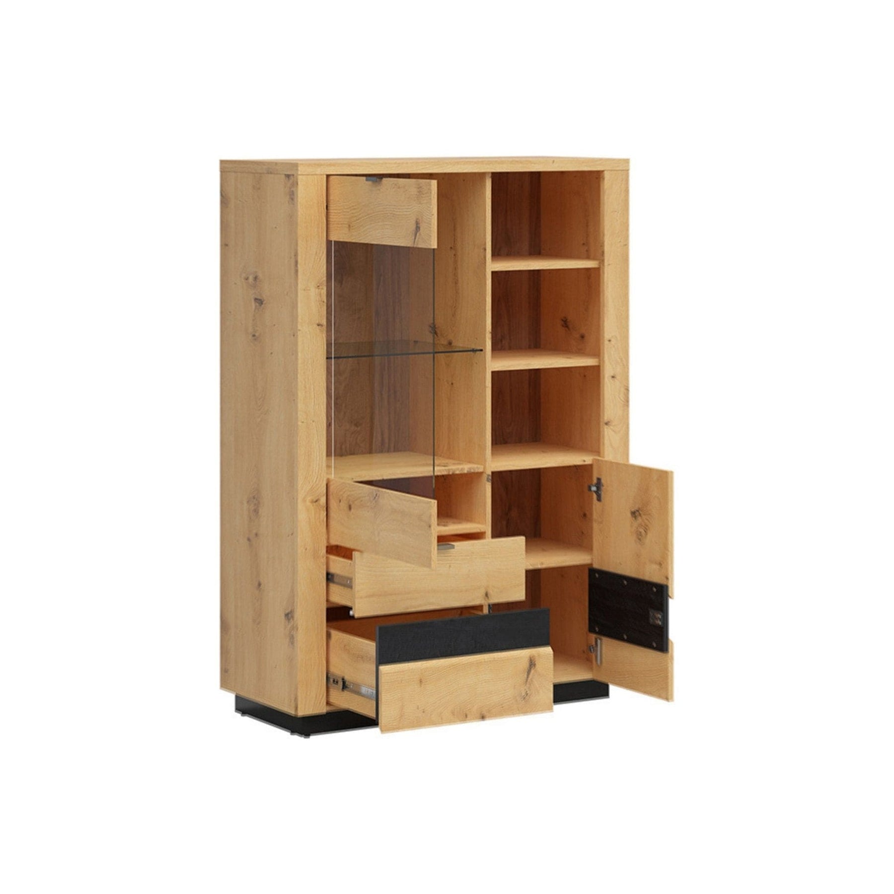 Vitrina BERGEN OCN-28475, stejar artisan/negru