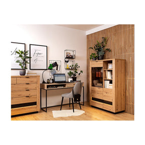 Vitrina BERGEN OCN-28475, stejar artisan/negru