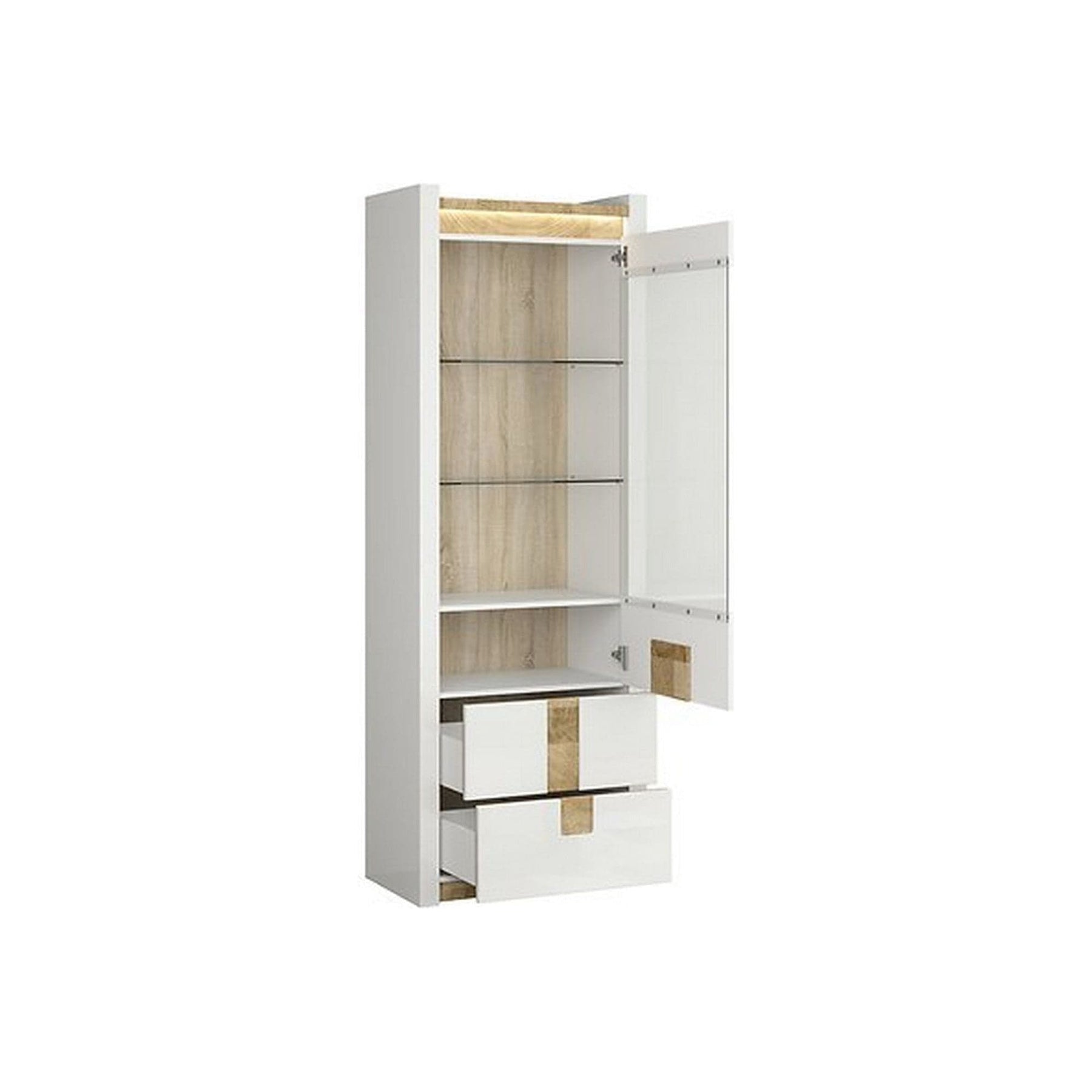 Vitrina BERGEN OCN-28478, alb/stejar deschis