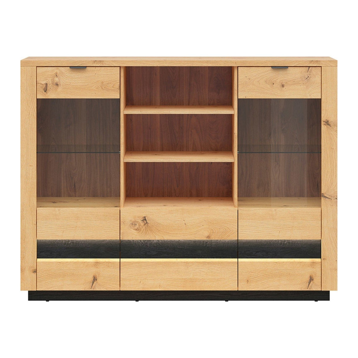 Vitrina BERGEN OCN-28488, stejar artisan/negru