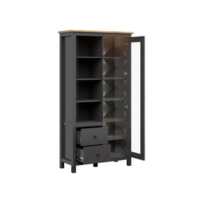 Vitrina BERGEN OCN-28489, gri grafit/stejar artisan