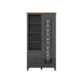 Vitrina BERGEN OCN-28489, gri grafit/stejar artisan