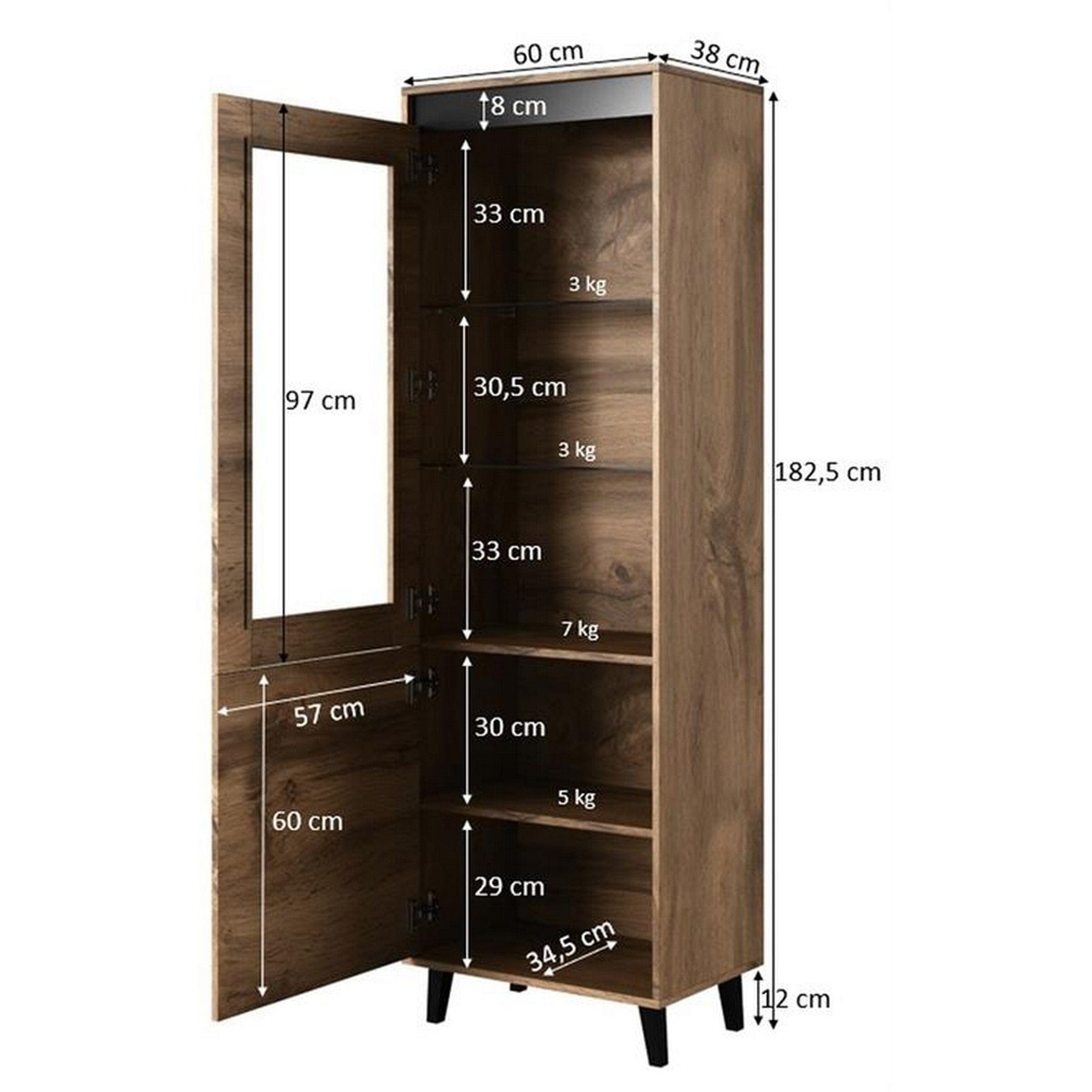 Vitrina HOUSTON OCN-35810, stejar wotan/gri antracit