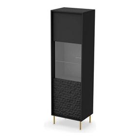 Vitrină neagră cu uși din sticlă, ideală pentru living – primabucata