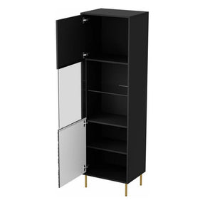 Vitrină neagră cu uși din sticlă, ideală pentru living – primabucata