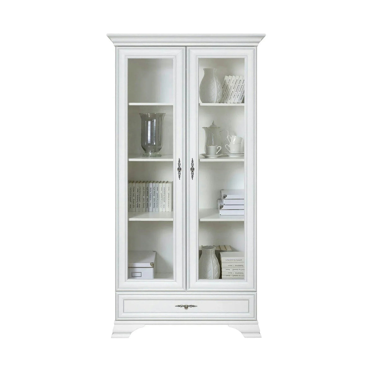 Vitrina IDENTO B, alb, PAL/sticla, 100x41x197 cm