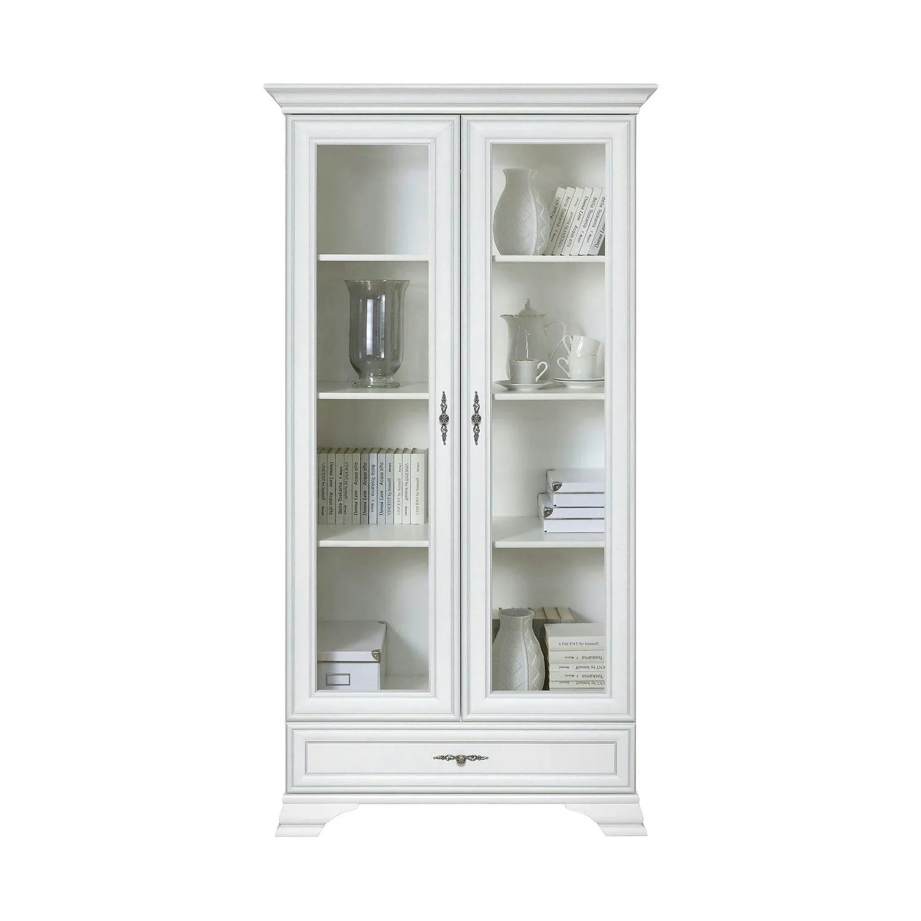 Vitrina IDENTO B, alb, PAL/sticla, 100x41x197 cm