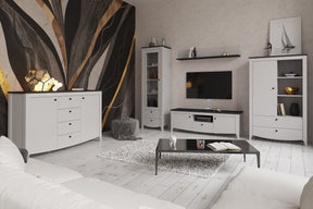 Vitrina KARINA 7, alb/stejar, PAL/sticla, 61x46x197 cm