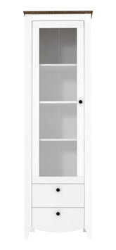 Vitrina KARINA 7, alb/stejar, PAL/sticla, 61x46x197 cm