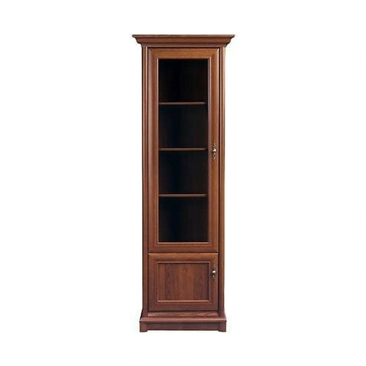 Vitrina KENT stanga, castan, PAL/sticla securizata, 71x43x205 cm
