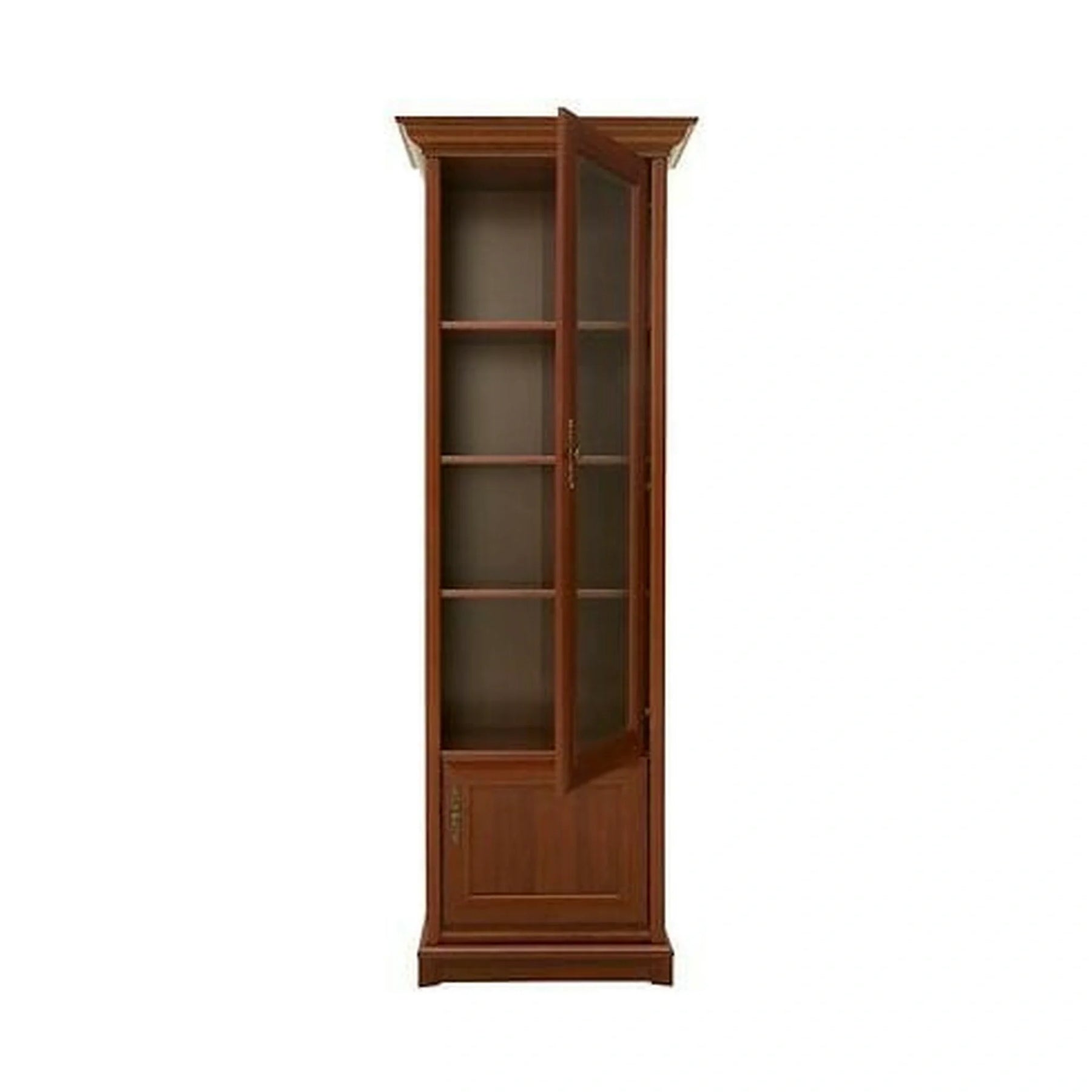 Vitrina KENT stanga, castan, PAL/sticla securizata, 71x43x205 cm