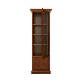 Vitrina KENT stanga, castan, PAL/sticla securizata, 71x43x205 cm